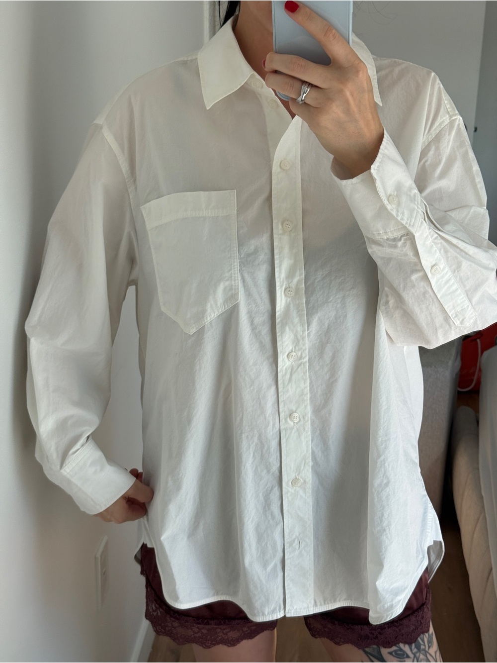 COS White women’s Long-Sleeve Button-Up Shirt
